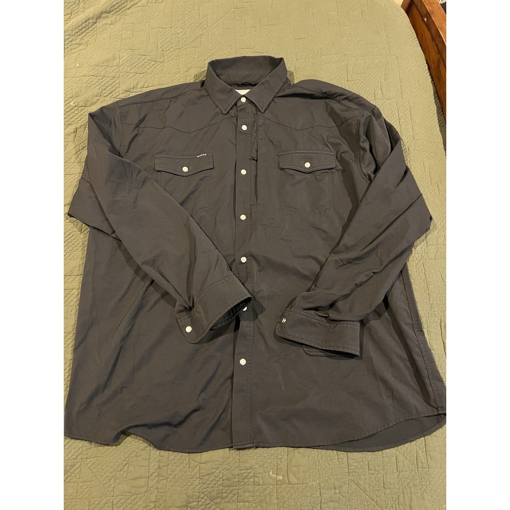Poncho Men's Black Shirt Pearl Snap 2xl